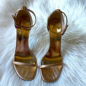 YSL Stripped Golden Sandals